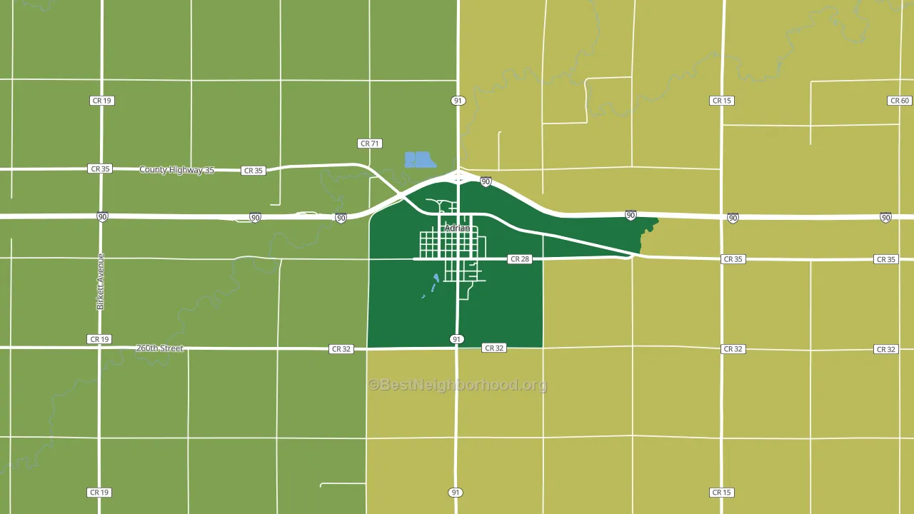 Adrian, MN block-group voter-turnout map