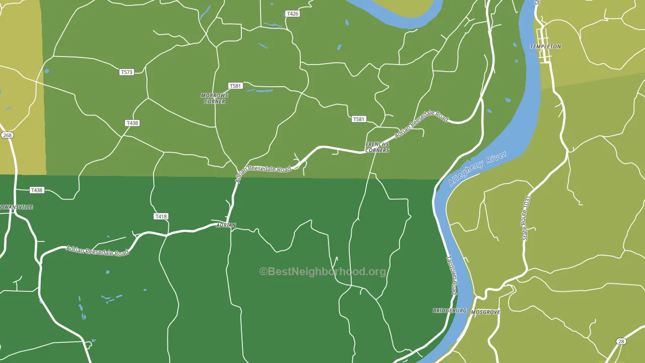 Adrian, PA block-group voter-turnout map