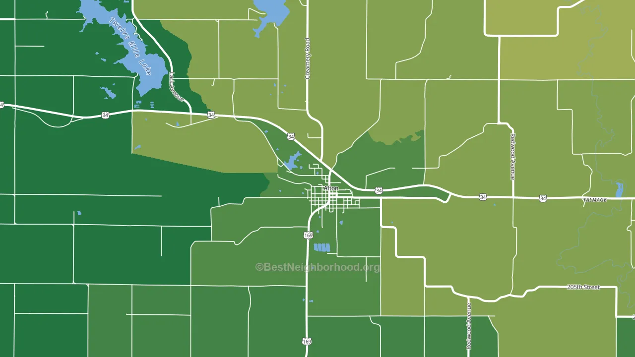 Afton, IA block-group voter-turnout map