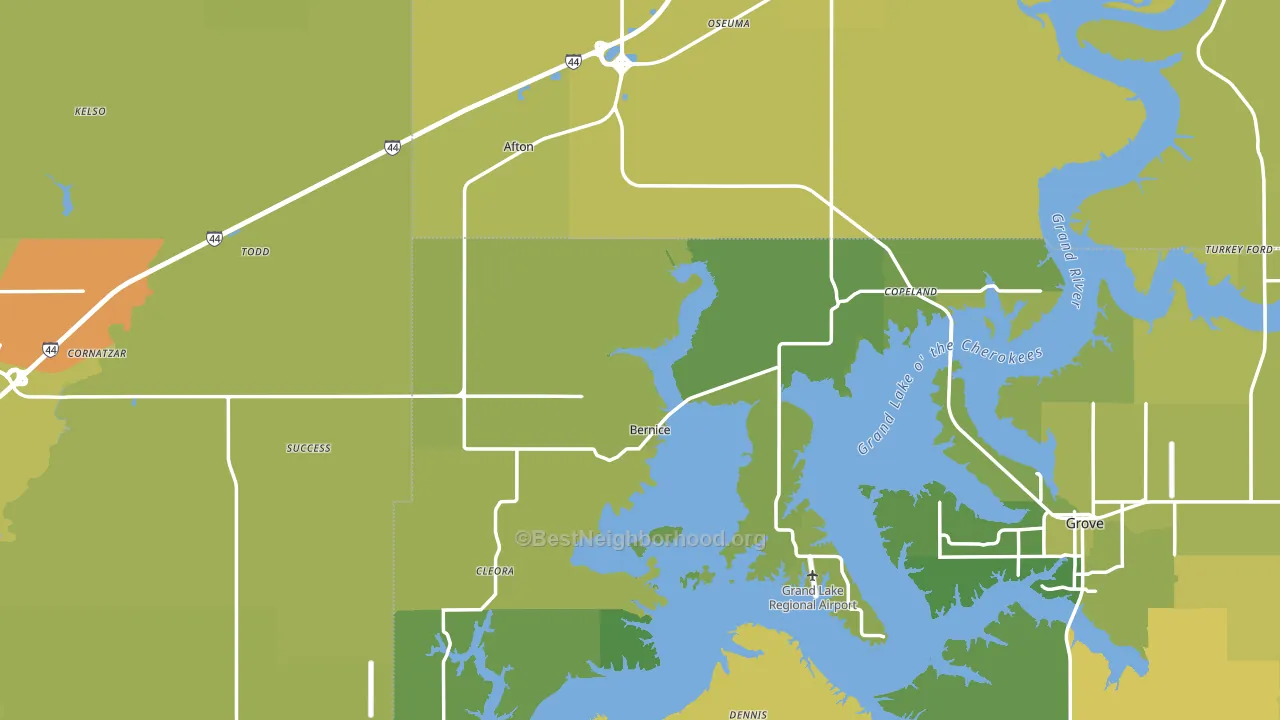 Afton, OK block-group voter-turnout map