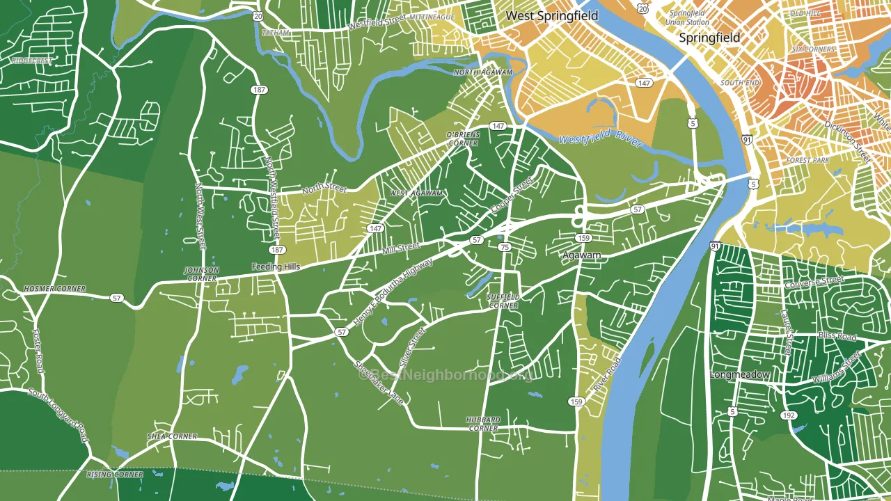 Agawam Town, MA block-group voter-turnout map