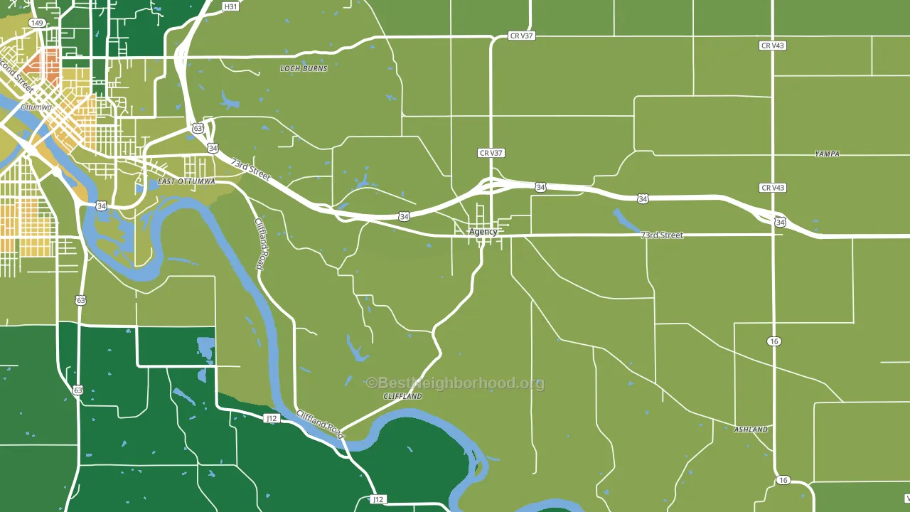 Agency, IA block-group voter-turnout map