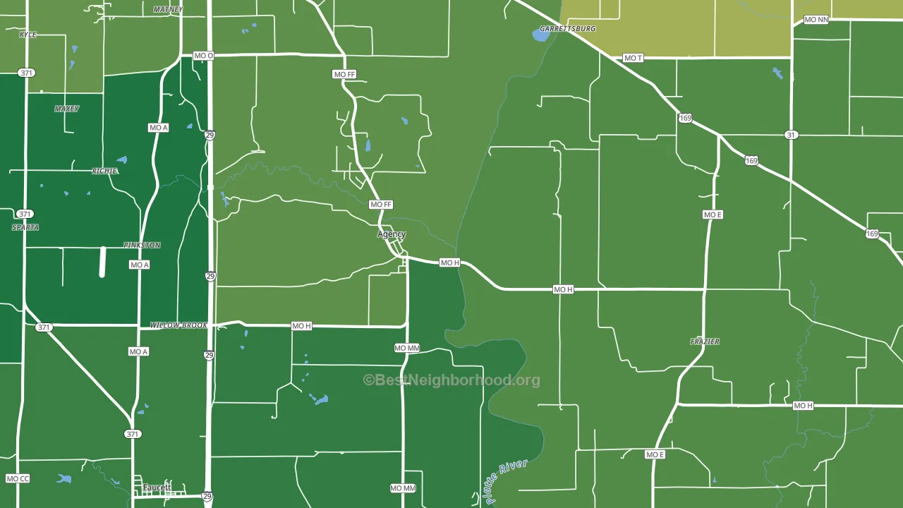 Agency, MO block-group voter-turnout map