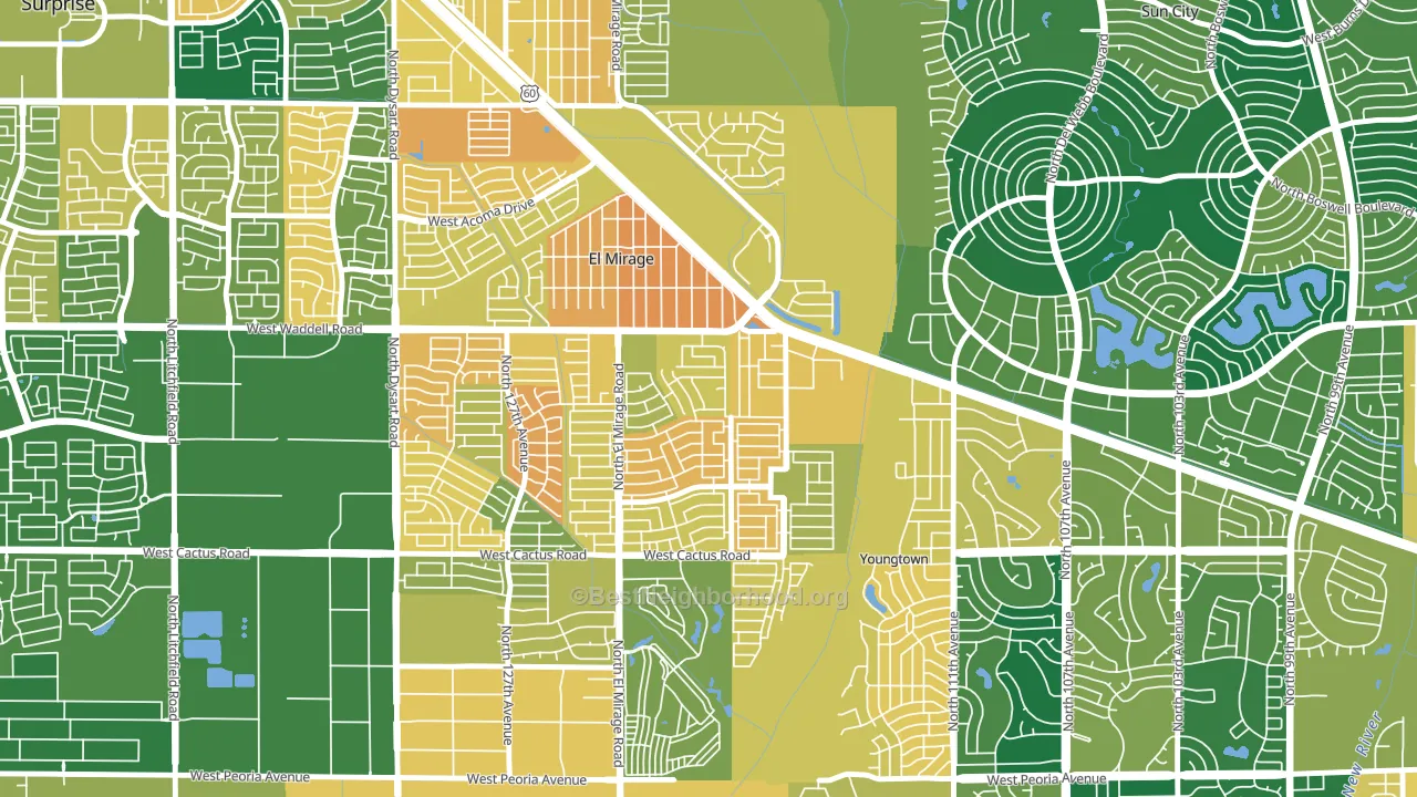 Agua Fria, El Mirage, AZ block-group voter-turnout map