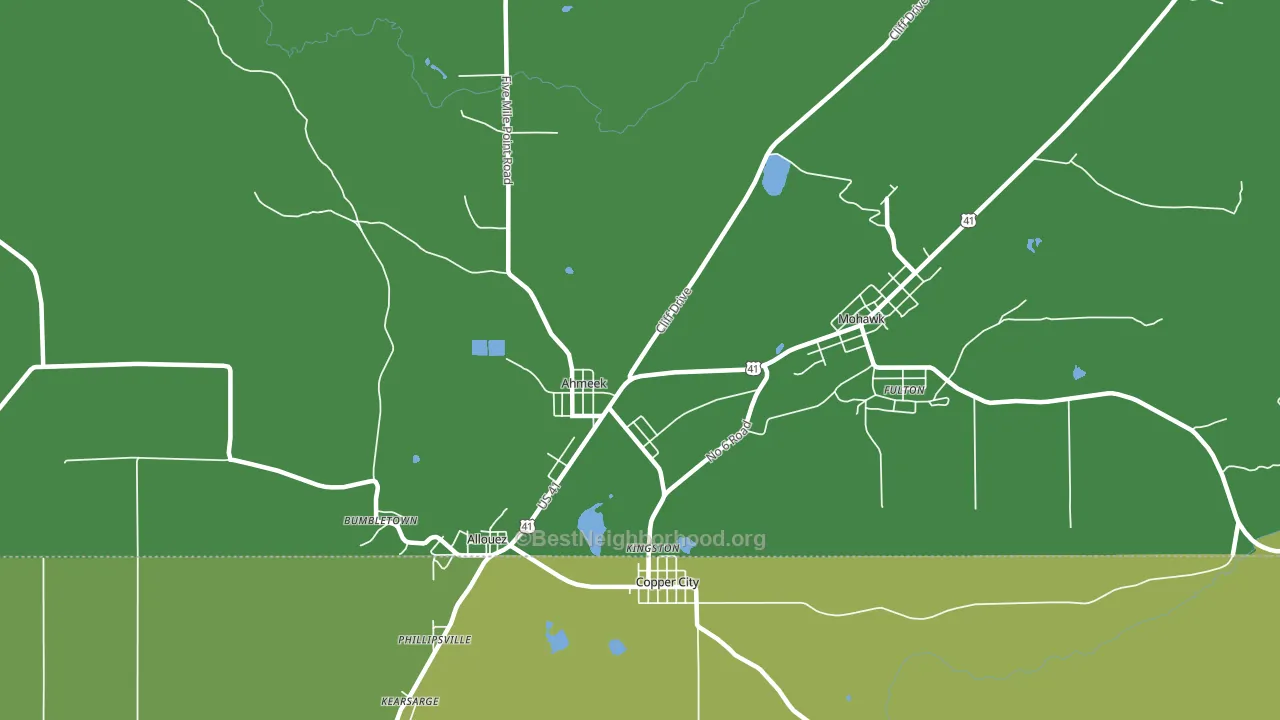Ahmeek, MI block-group voter-turnout map