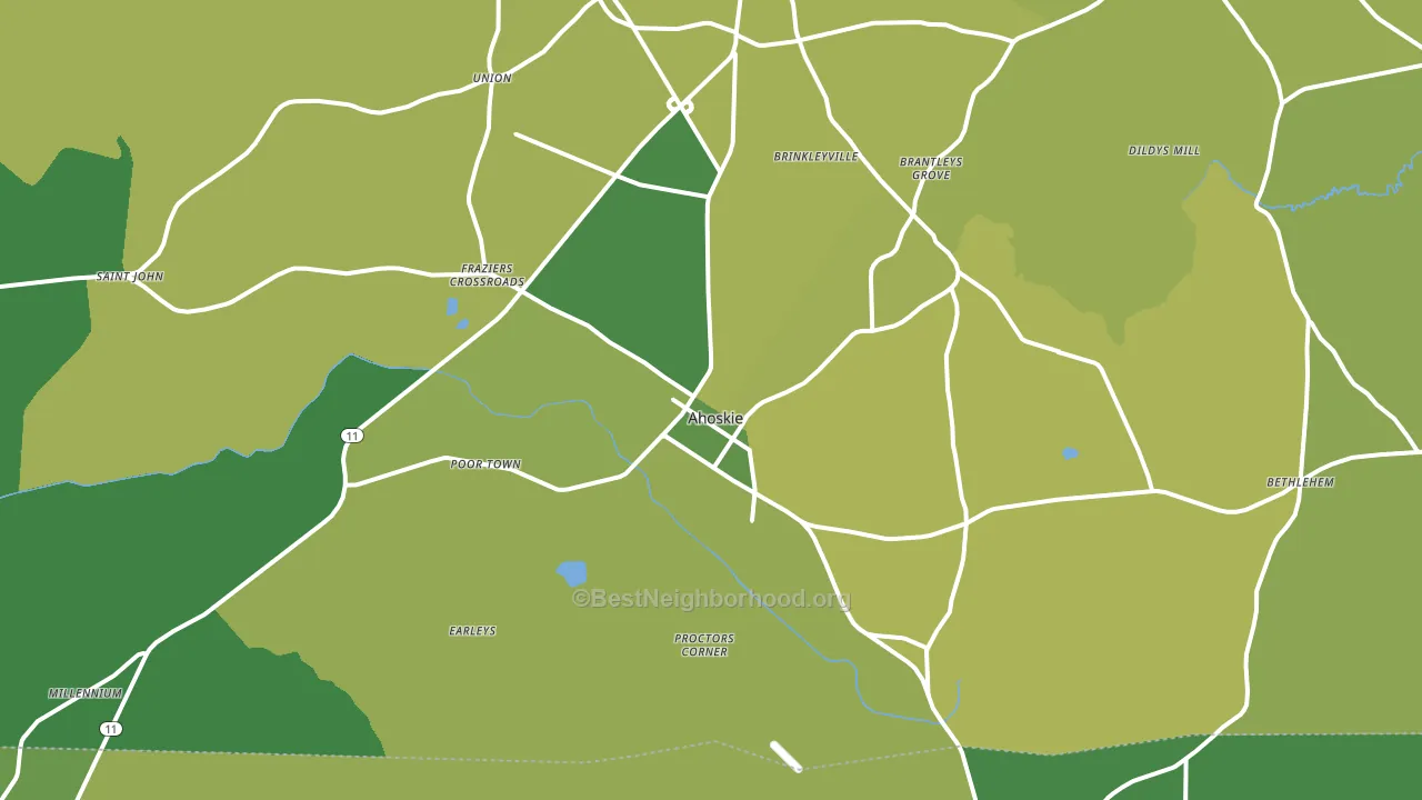 Ahoskie, NC block-group voter-turnout map
