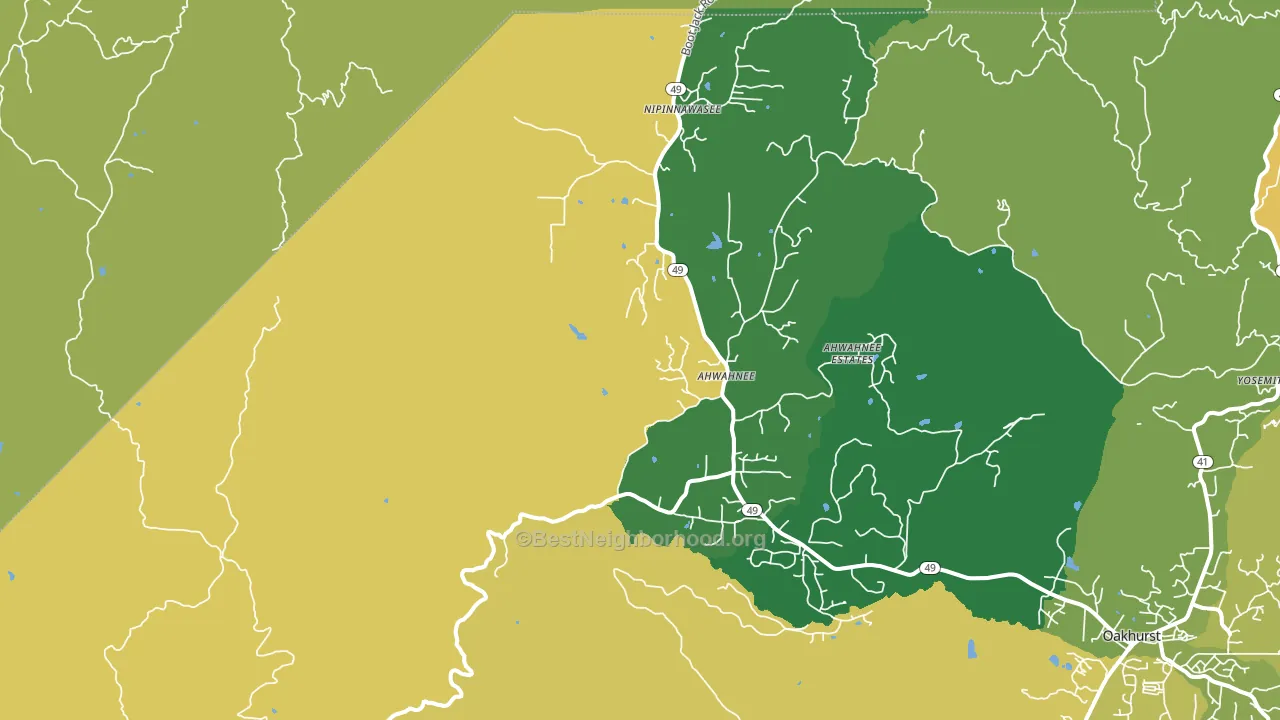 Ahwahnee, CA block-group voter-turnout map