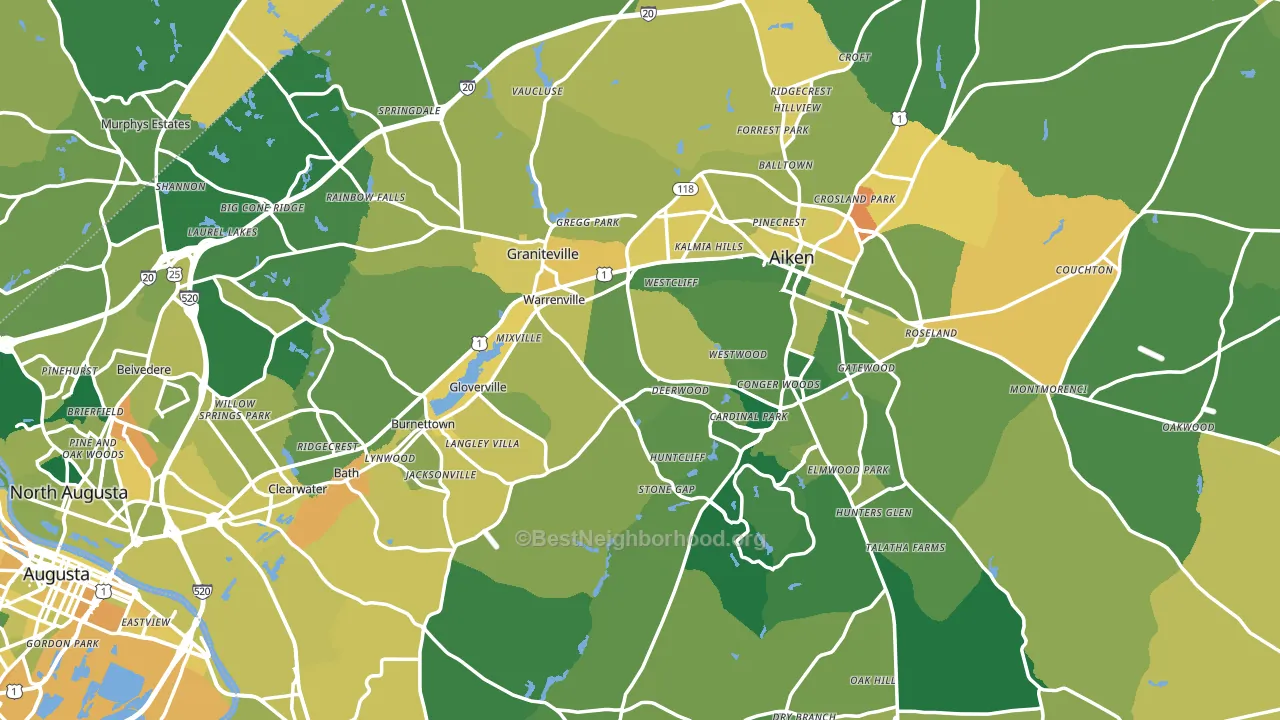 Aiken County, SC block-group voter-turnout map