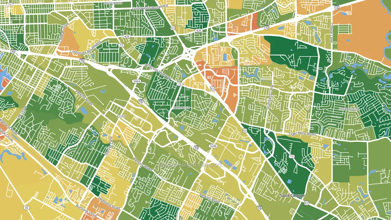 Airline-Jefferson, Baton Rouge, LA block-group voter-turnout map