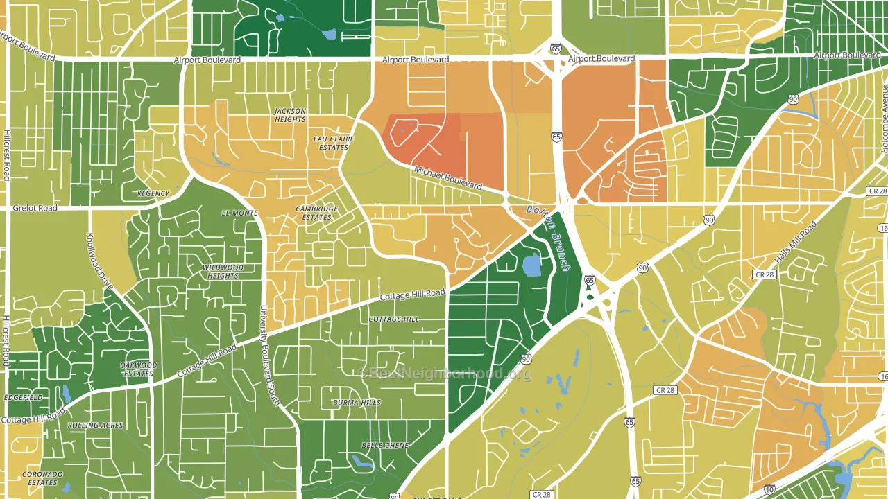 Airmont, Mobile, AL block-group voter-turnout map