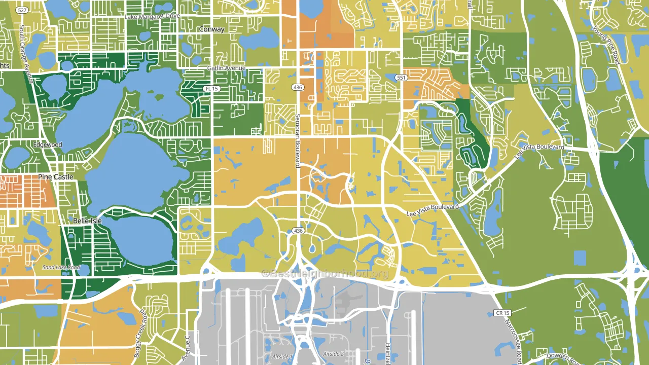 Airport North, Orlando, FL block-group voter-turnout map