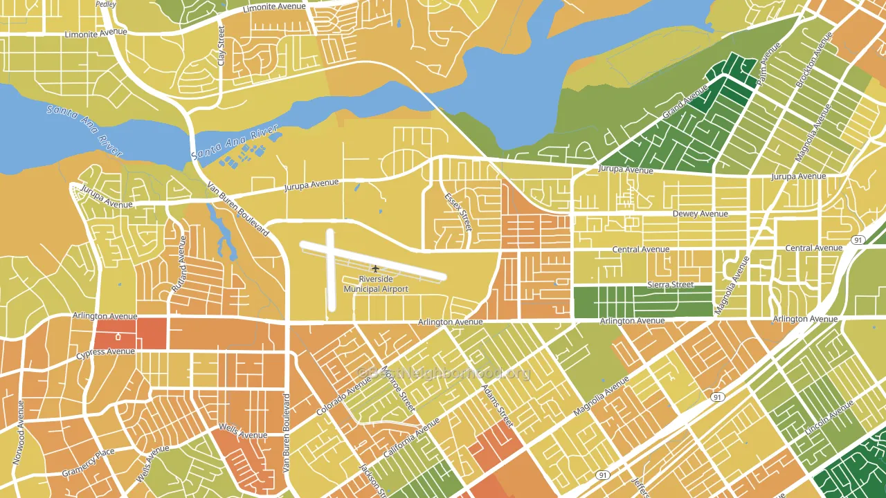 Airport, Riverside, CA block-group voter-turnout map
