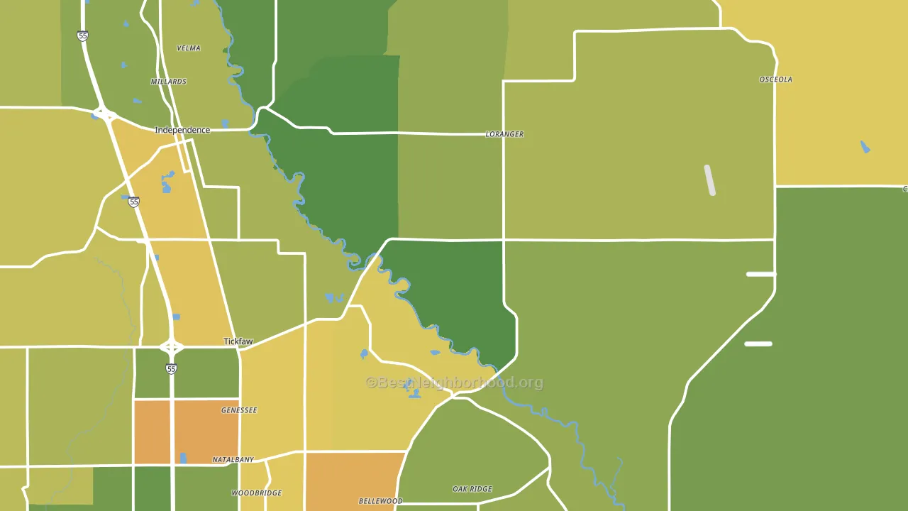 Akers, LA block-group voter-turnout map