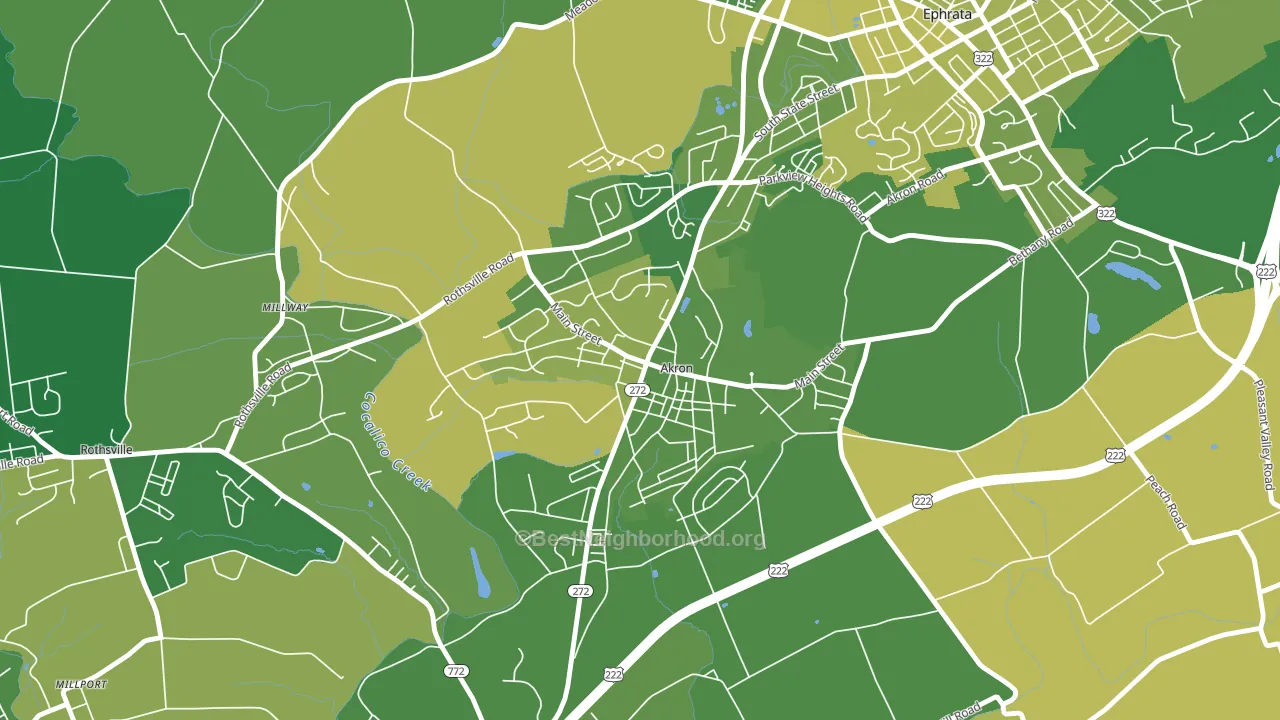 Akron, PA block-group voter-turnout map