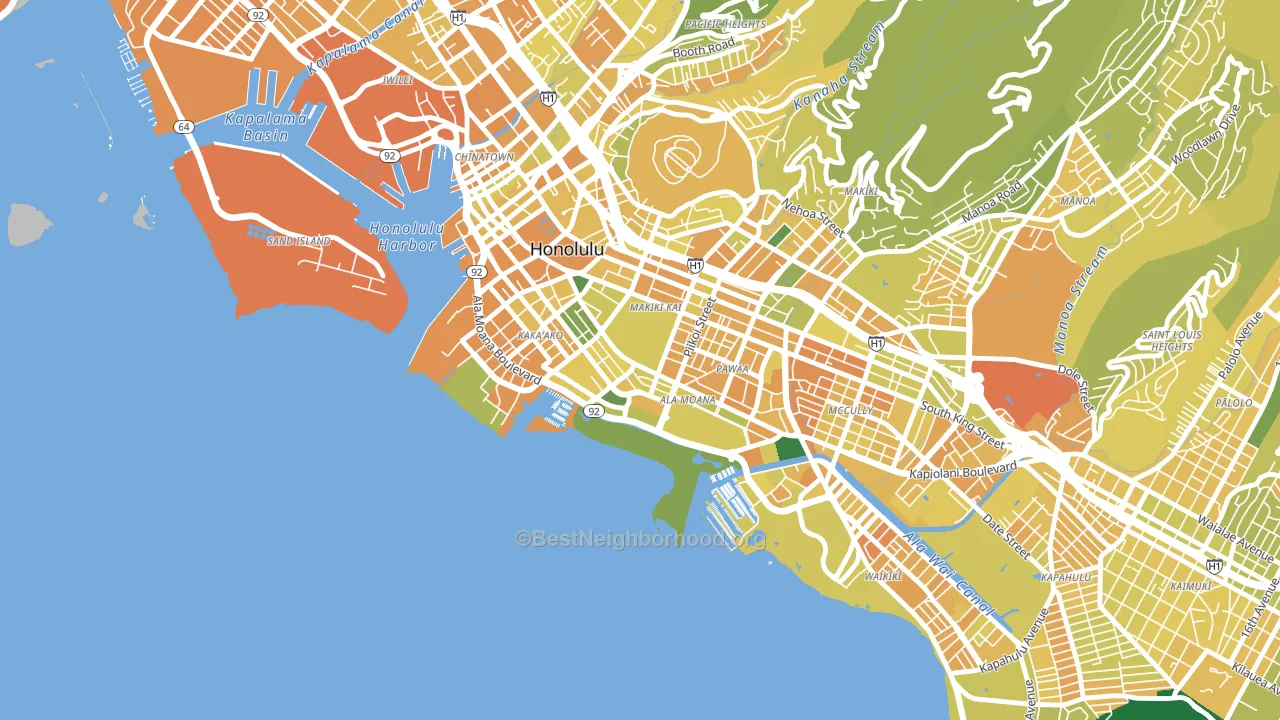 Ala Moana-Kakaako, Honolulu, HI block-group voter-turnout map