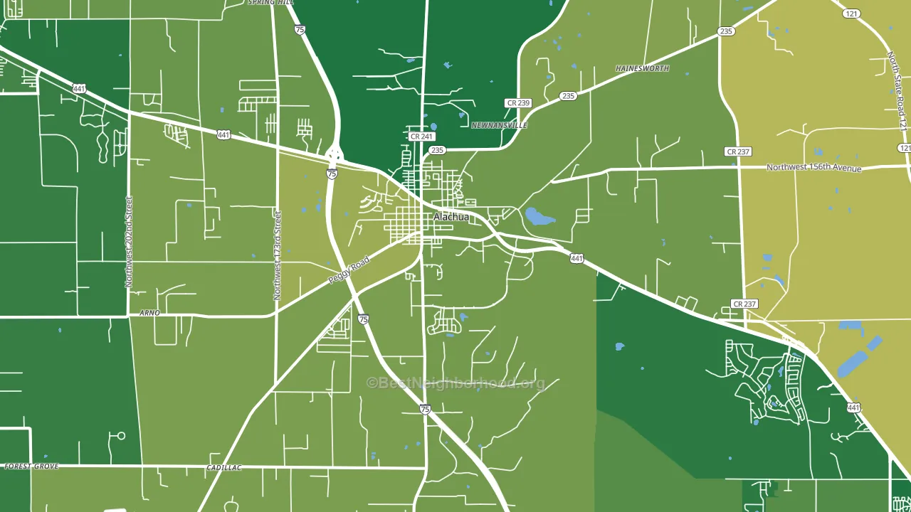 Alachua, FL block-group voter-turnout map