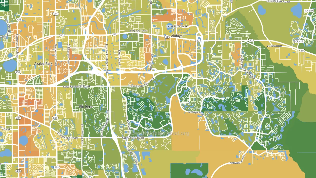 Alafaya, FL block-group voter-turnout map