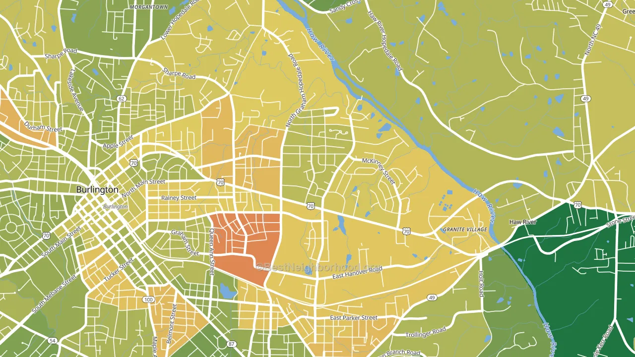 Alamance Hills, Burlington, NC block-group voter-turnout map