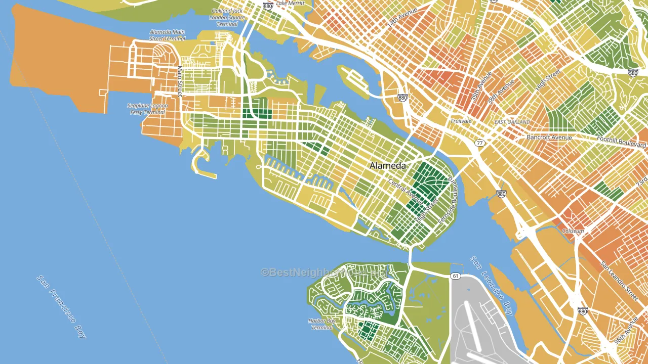 Alameda, CA block-group voter-turnout map