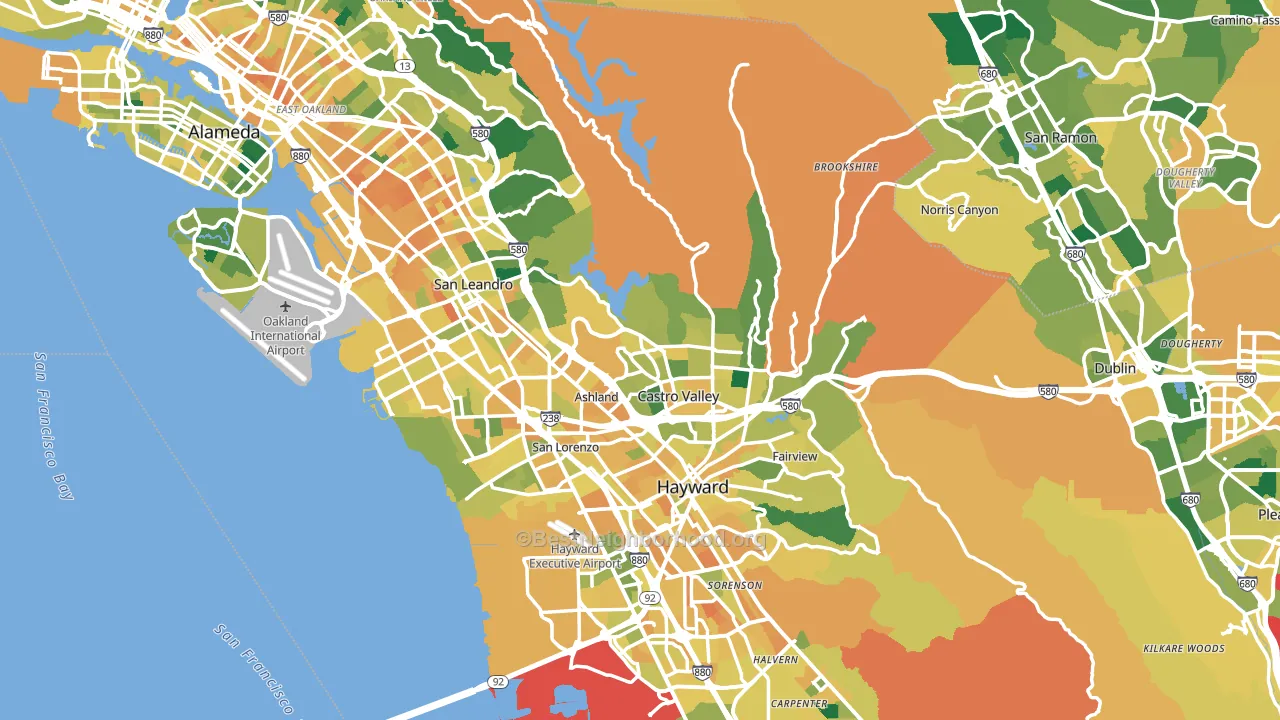 Alameda County, CA block-group voter-turnout map
