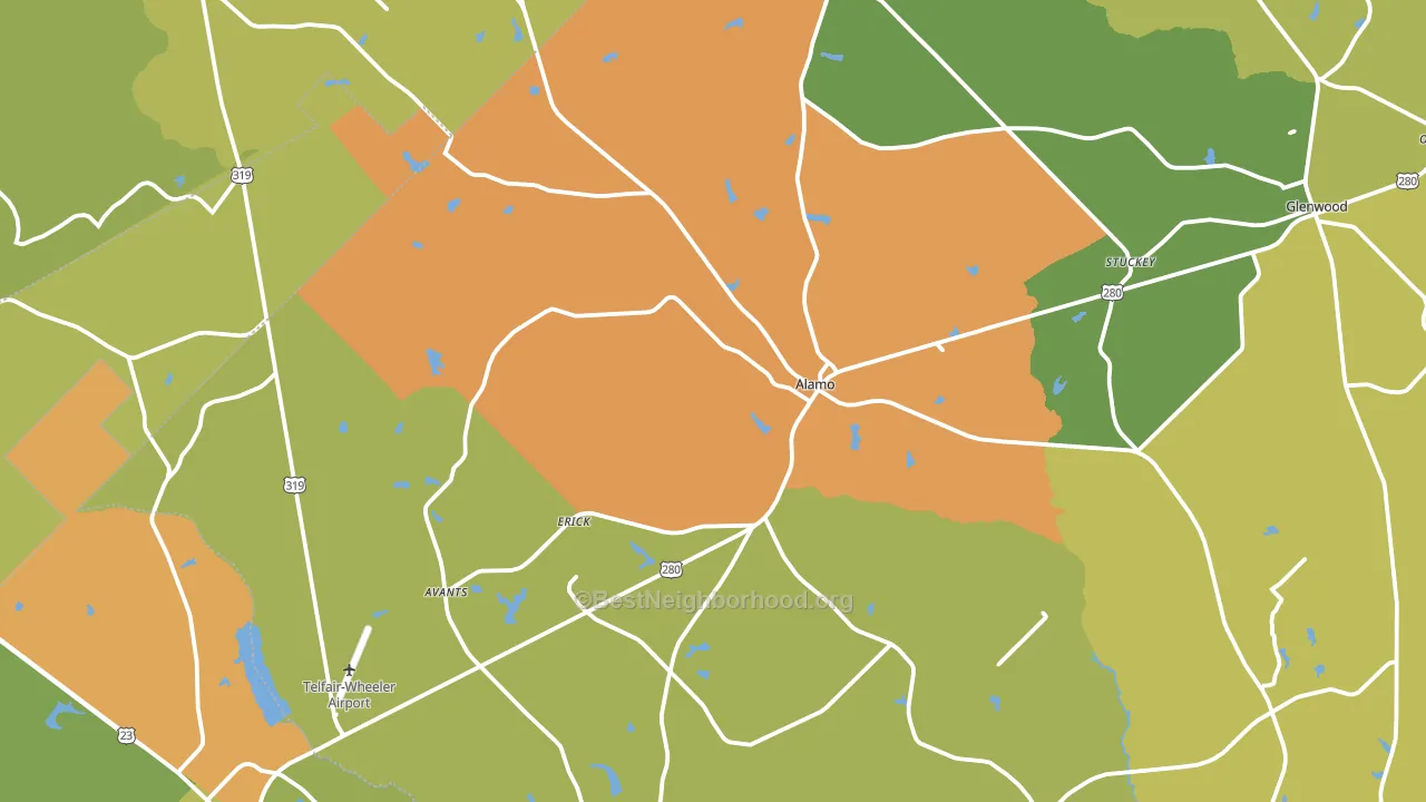 Alamo, GA block-group voter-turnout map