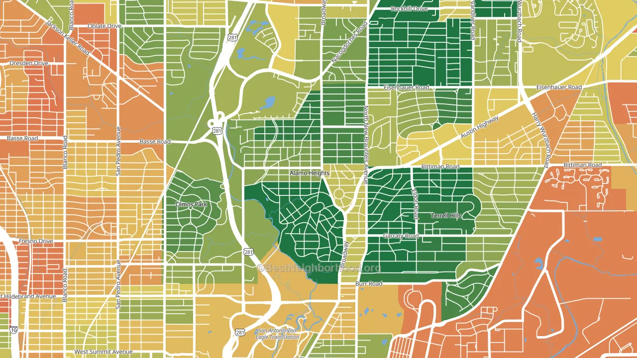 Alamo Heights, TX block-group voter-turnout map