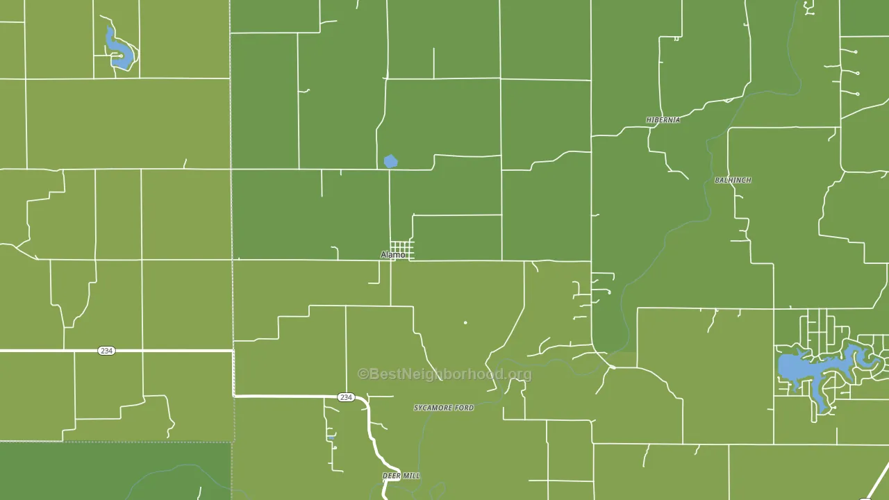 Alamo, IN block-group voter-turnout map