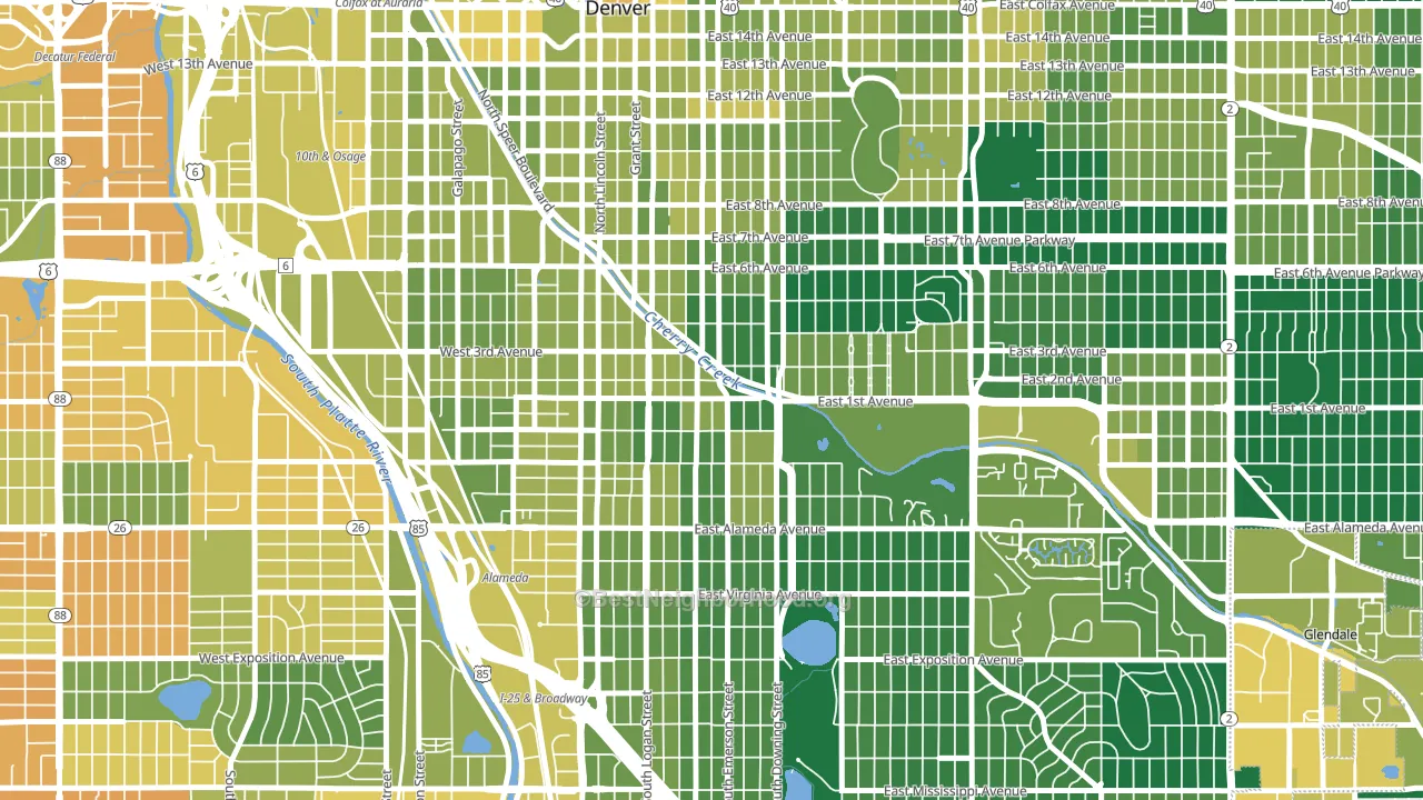Alamo Placita, Denver, CO block-group voter-turnout map