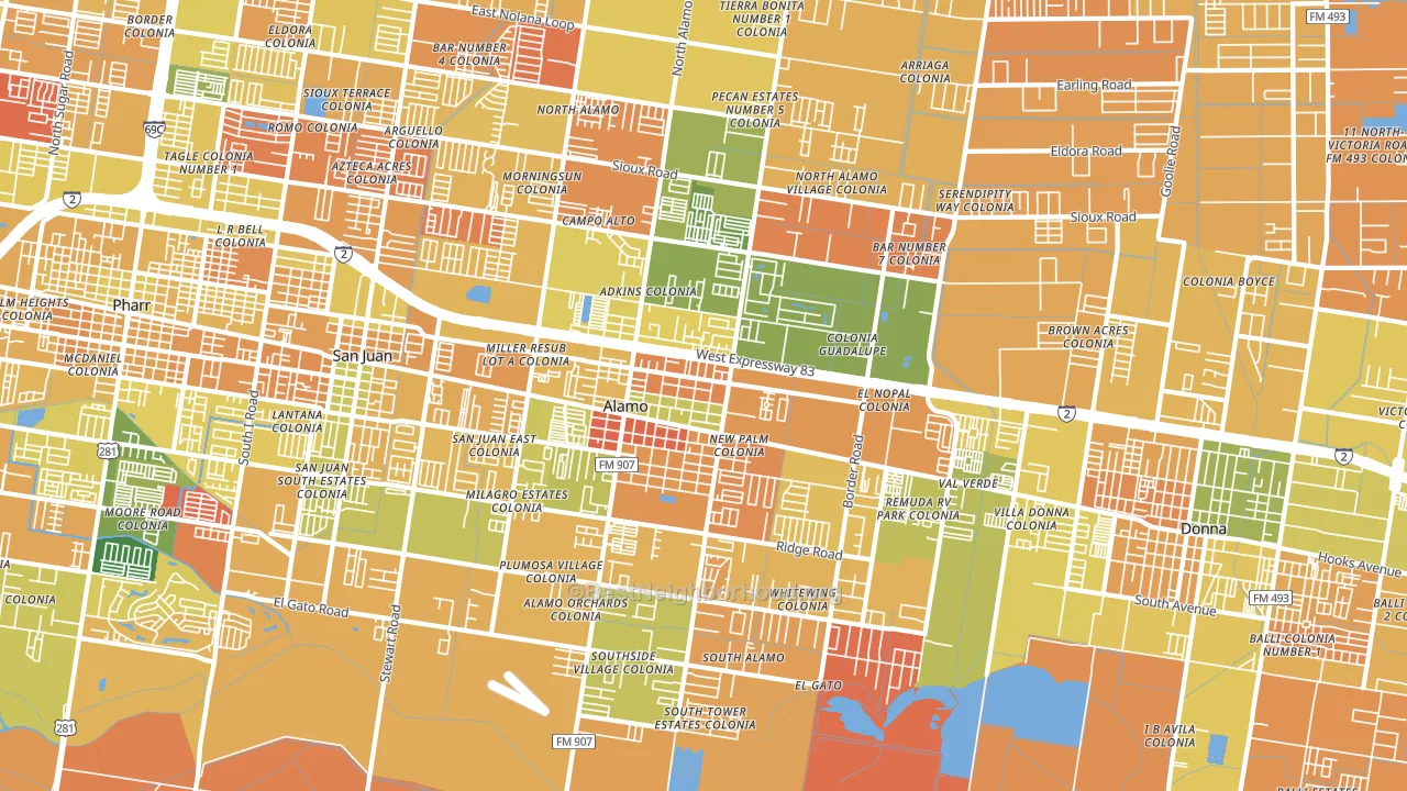 Alamo, TX block-group voter-turnout map