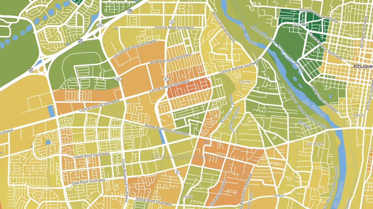 Alamosa, Albuquerque, NM block-group voter-turnout map