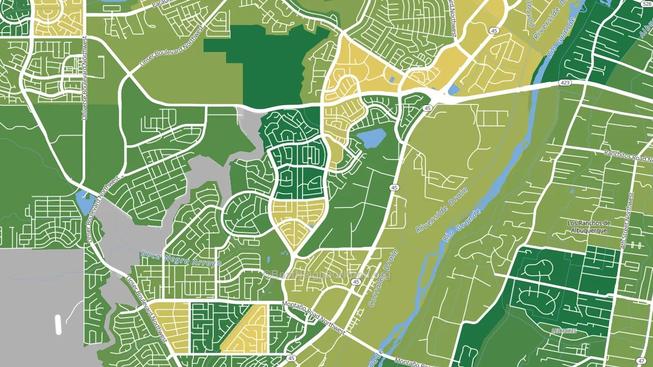 Alban Hills, Albuquerque, NM block-group voter-turnout map