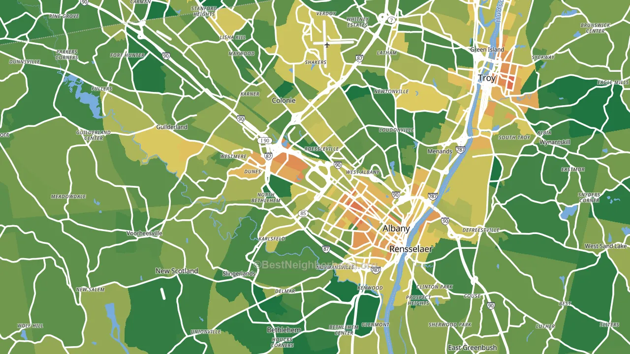 Albany County, NY block-group voter-turnout map