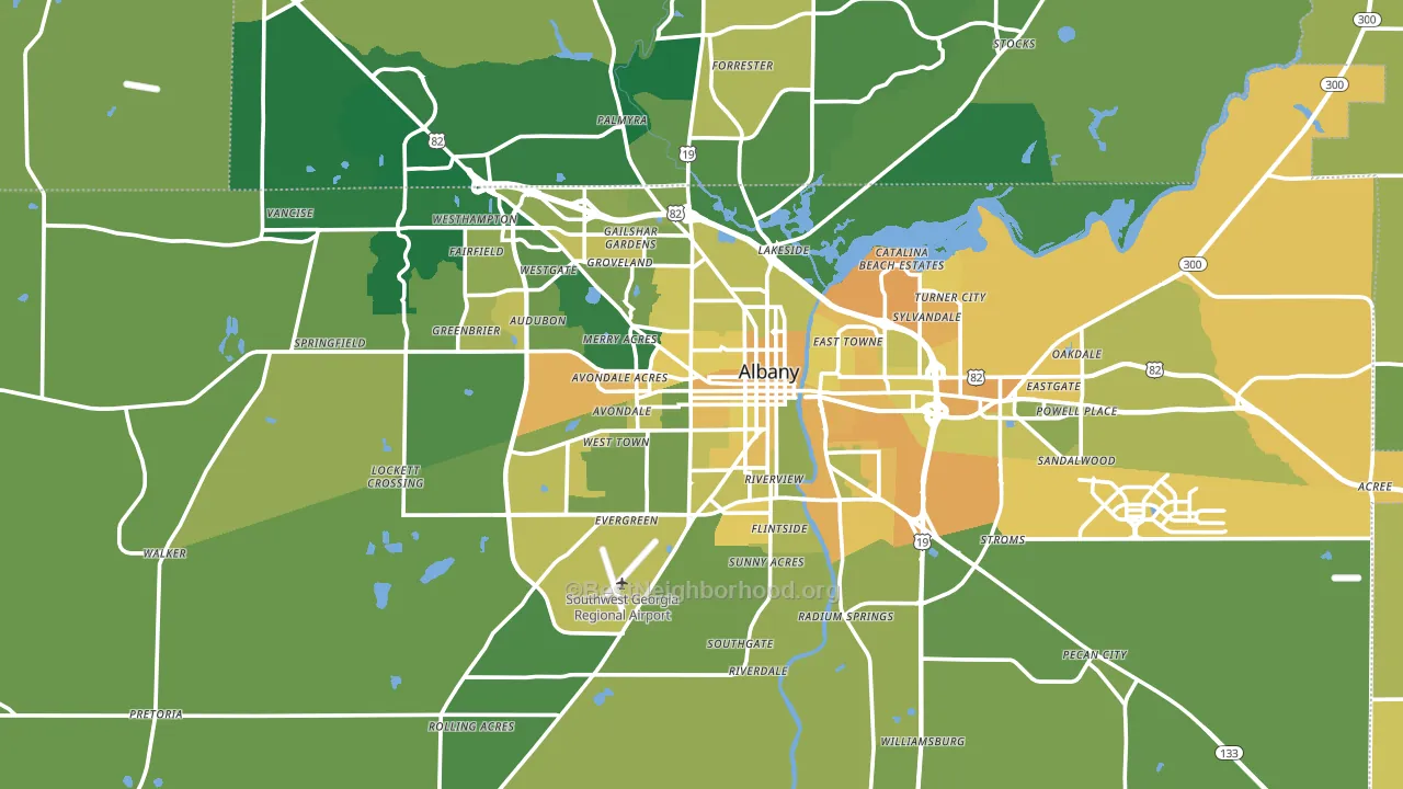 Albany, GA block-group voter-turnout map