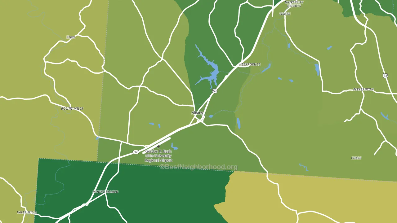 Albany, OH block-group voter-turnout map