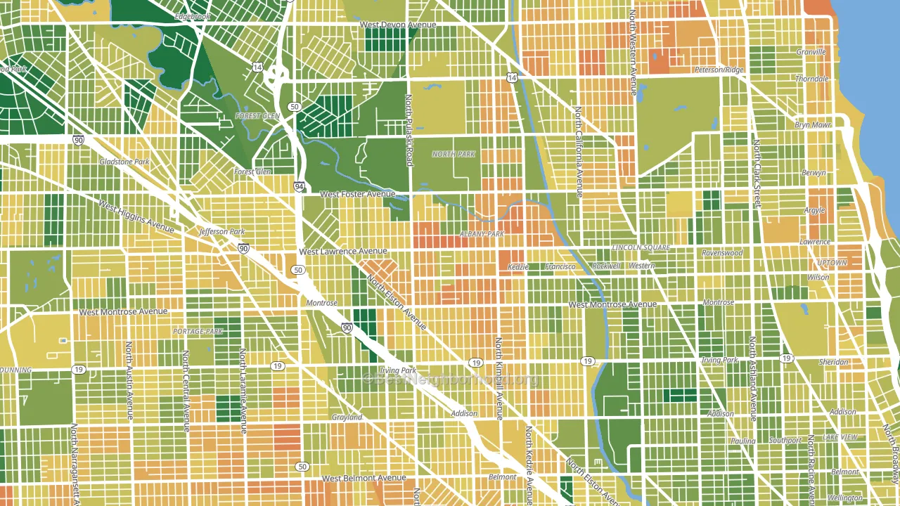Albany Park, Chicago, IL block-group voter-turnout map