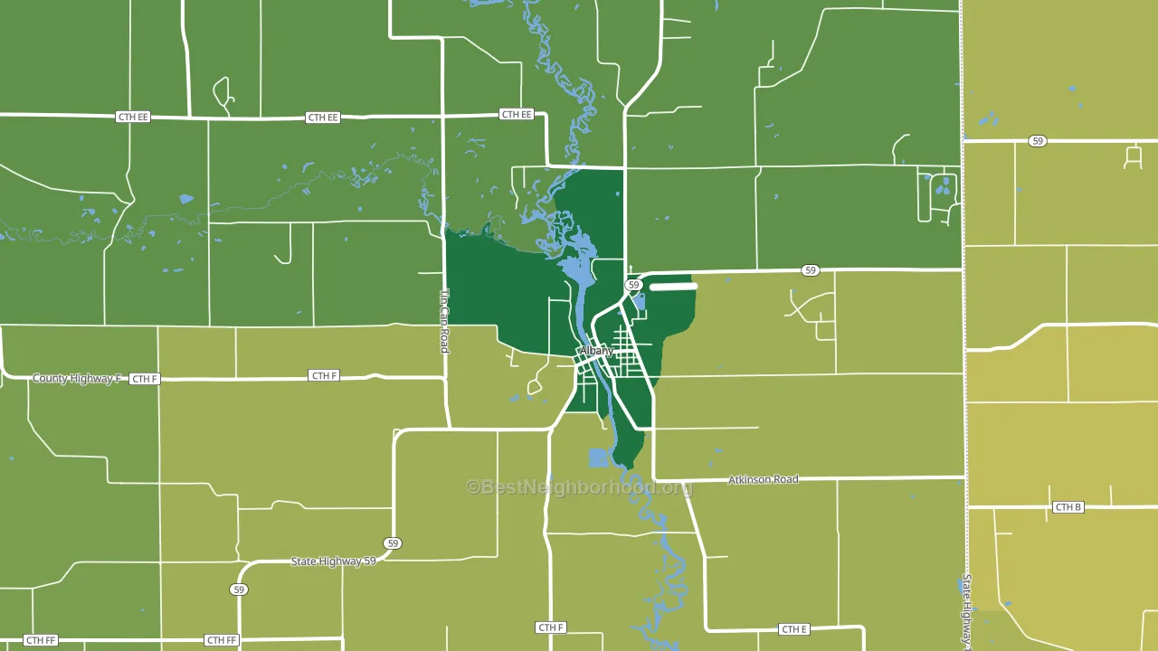 Albany, WI block-group voter-turnout map