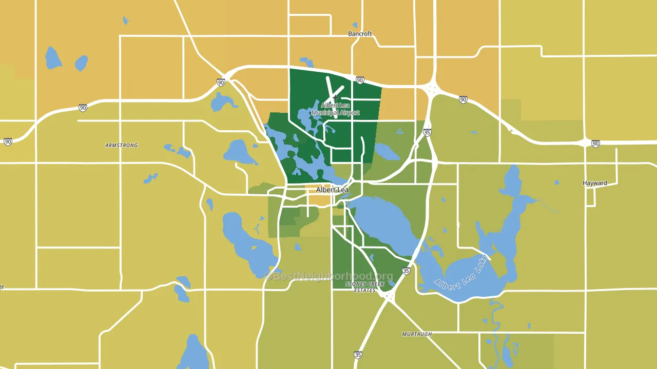 Albert Lea, MN block-group voter-turnout map
