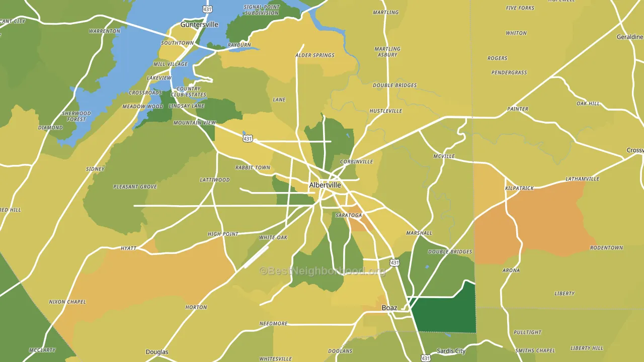 Albertville, AL block-group voter-turnout map
