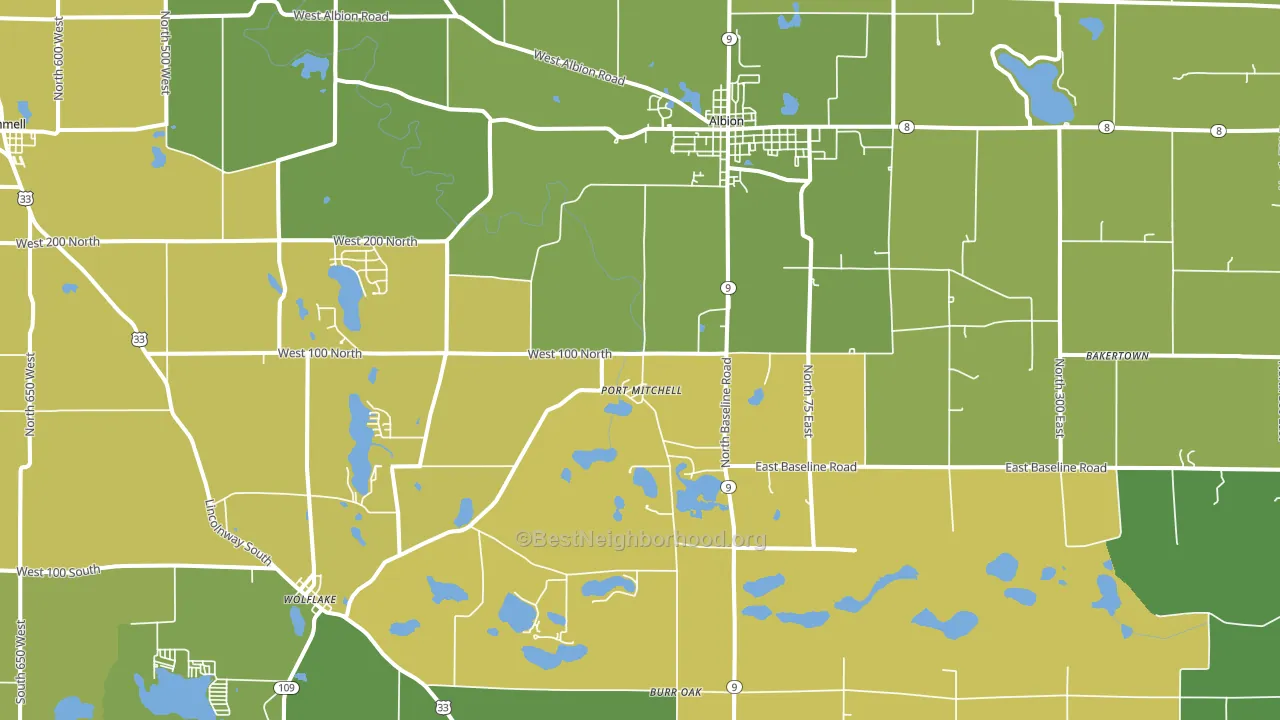Albion, IN block-group voter-turnout map