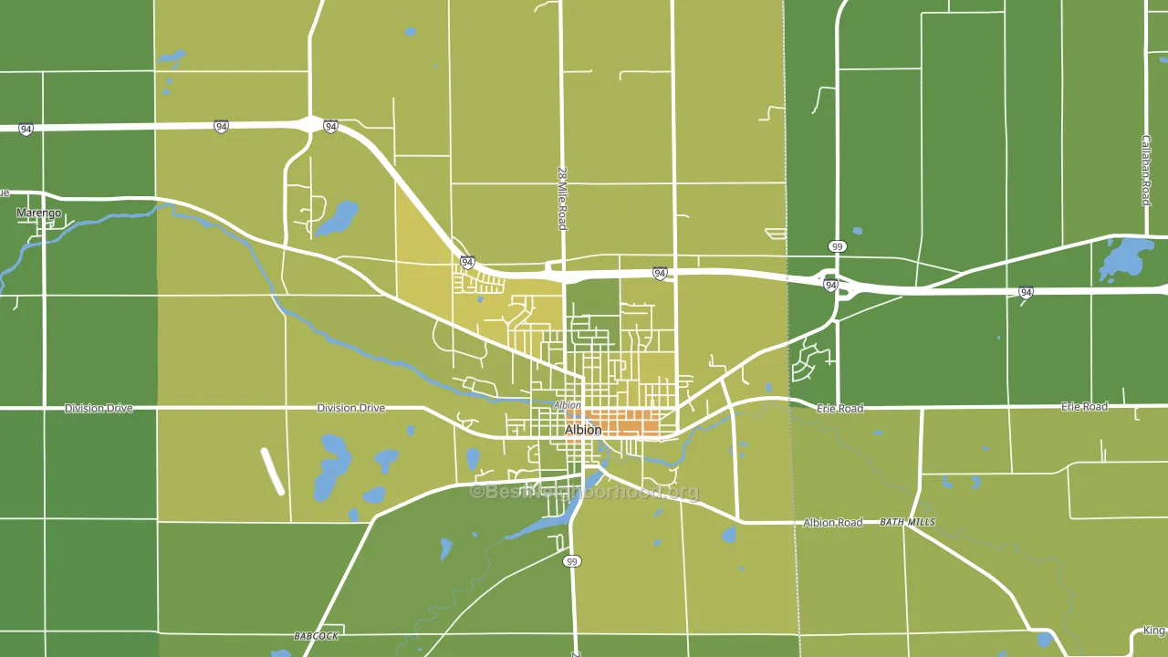 Albion, MI block-group voter-turnout map
