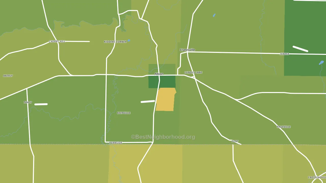Albion, PA block-group voter-turnout map