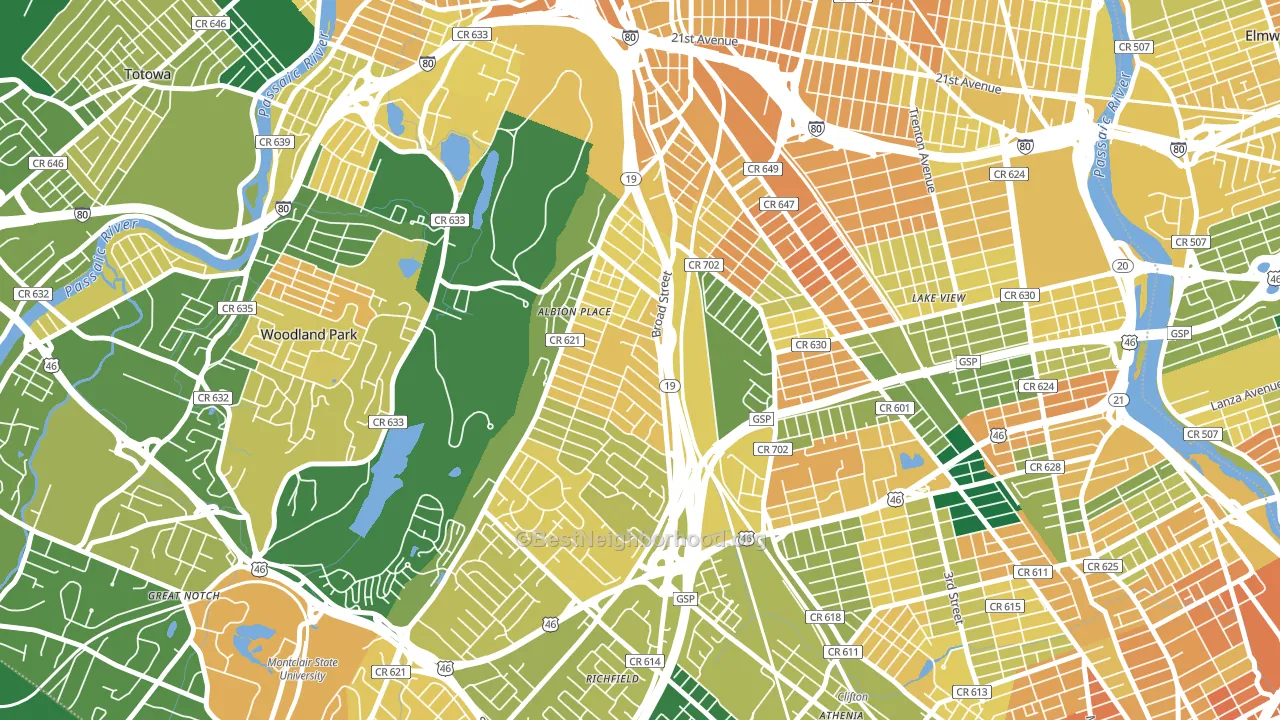 Albion Place, Clifton, NJ block-group voter-turnout map