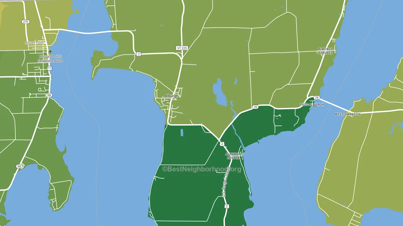 Alburg, VT block-group voter-turnout map