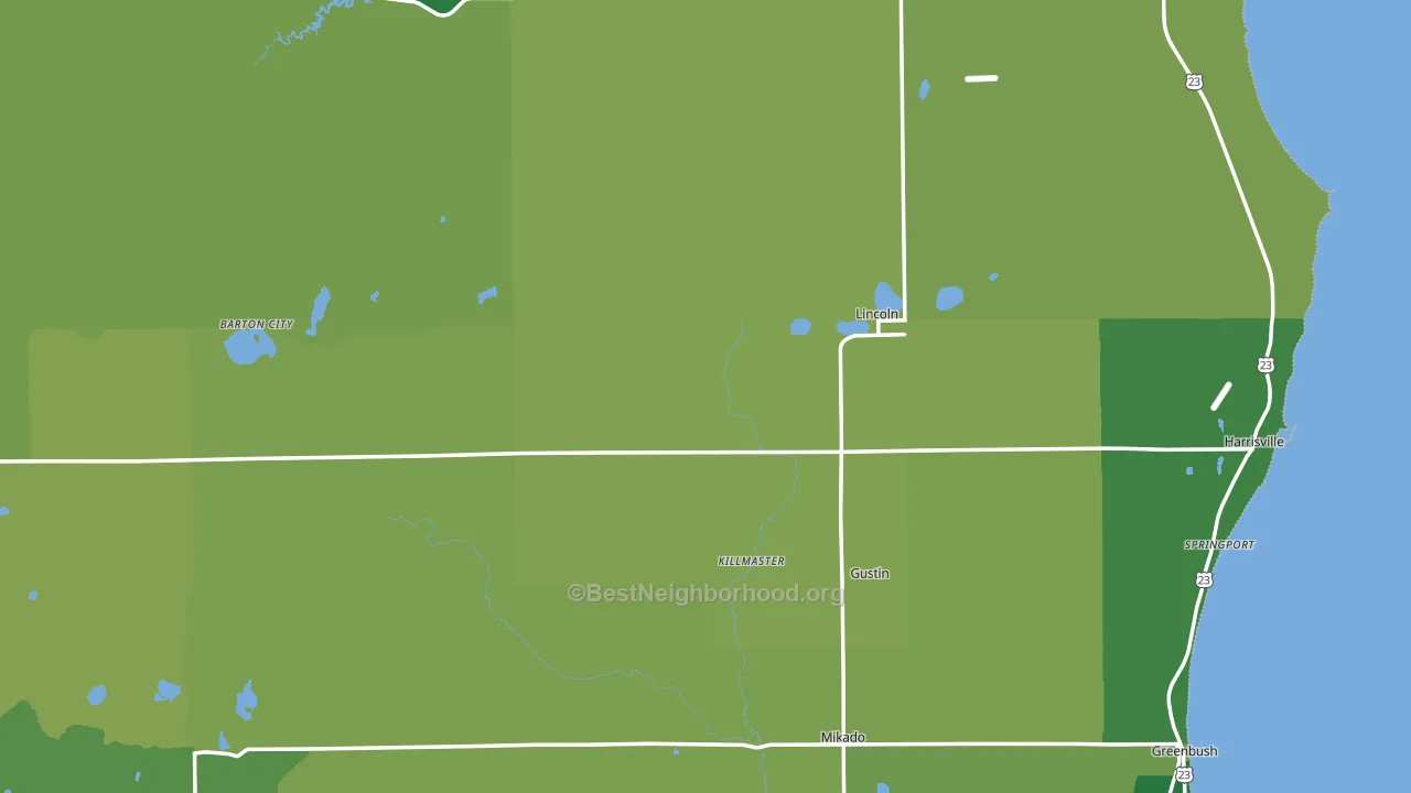 Alcona County, MI block-group voter-turnout map
