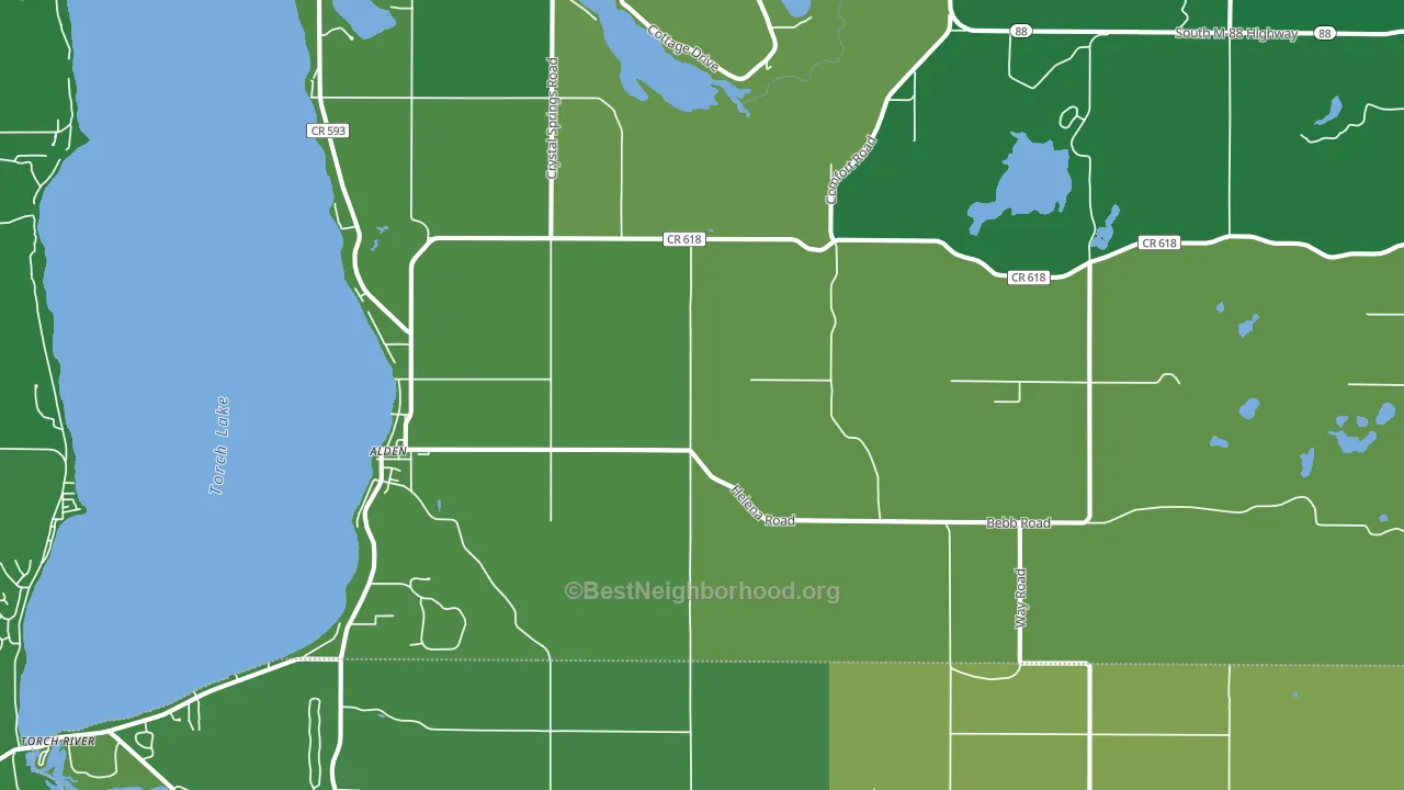 Alden, MI block-group voter-turnout map