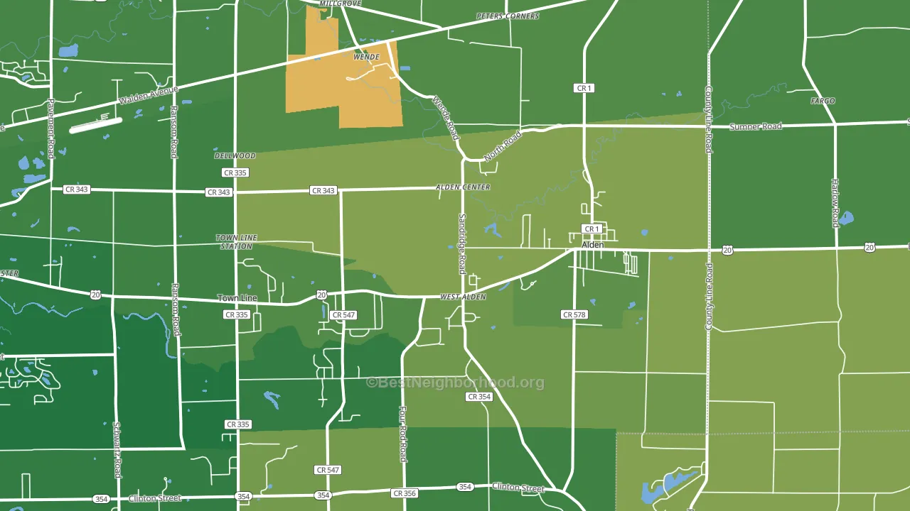 Alden, NY block-group voter-turnout map