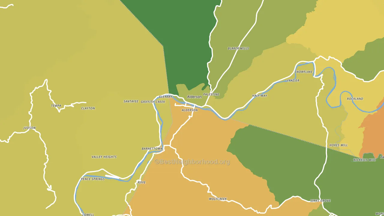 Alderson, WV block-group voter-turnout map
