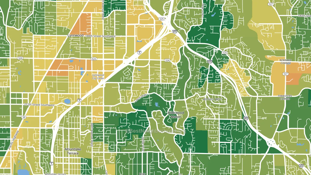 Alderwood Manor, Lynnwood, WA block-group voter-turnout map