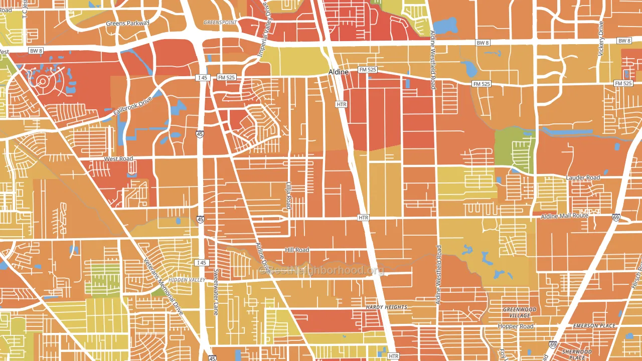 Aldine, TX block-group voter-turnout map