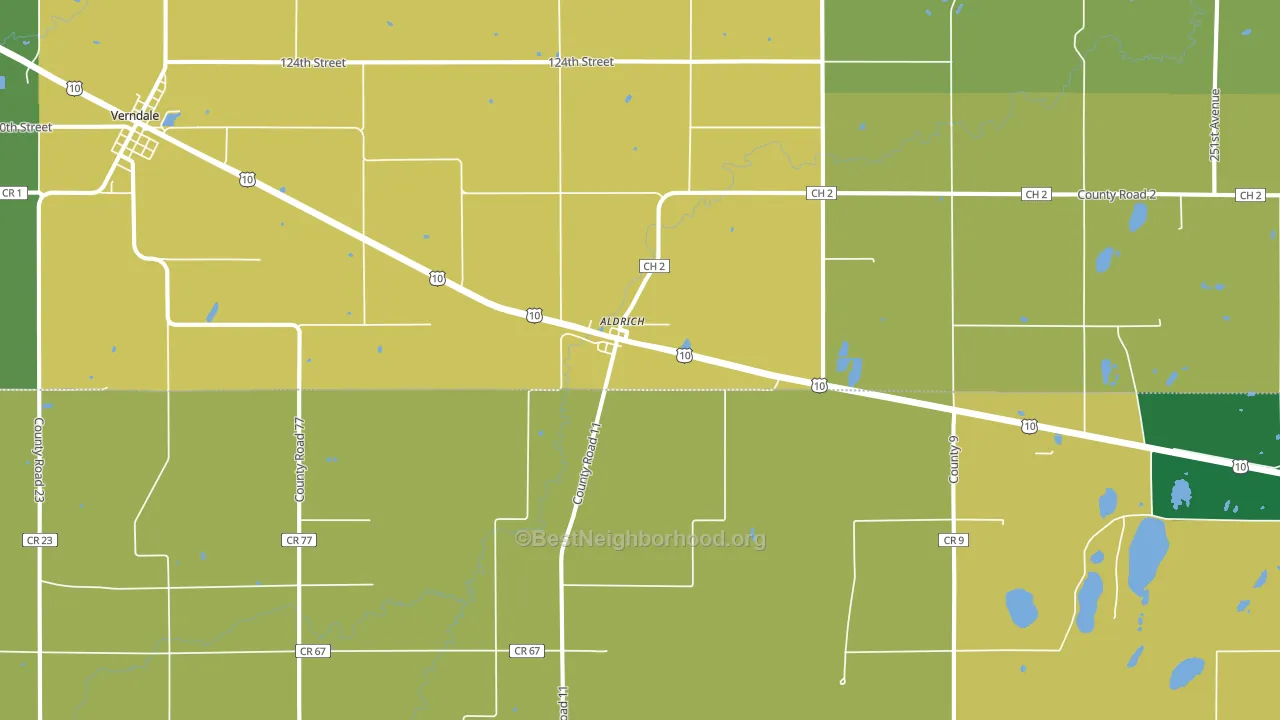 Aldrich, MN block-group voter-turnout map